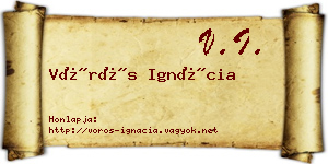 Vörös Ignácia névjegykártya